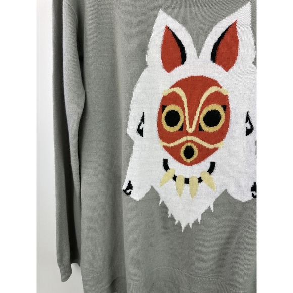 Her Universe Princess Mononoke Mask Sweater Lightweight Gray Size Medium - Picture 4 of 12